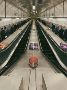 Escalates inside a tube station