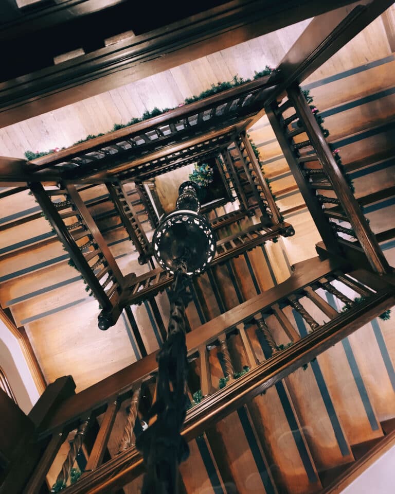 Looking at stairs from above from the lens of an iPhone