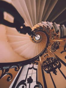 Looking at stairs from below from the lens of an iPhone