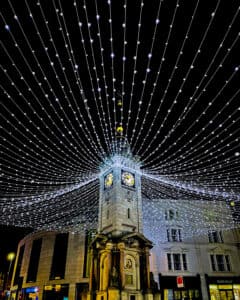Brighton clock during Christmas