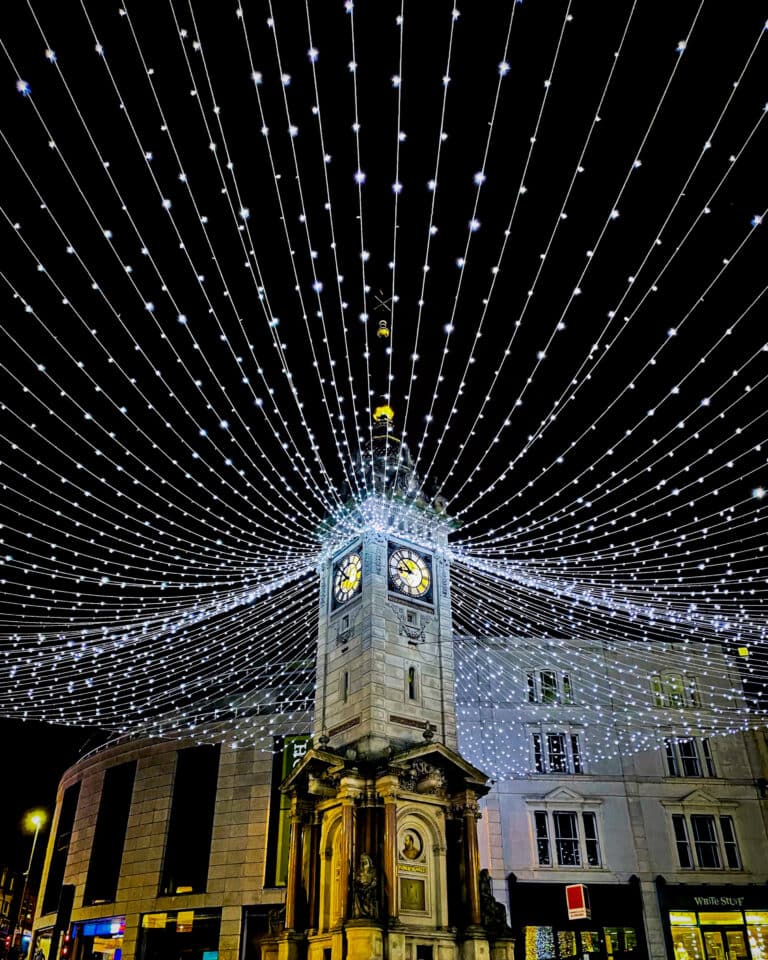Brighton clock during Christmas