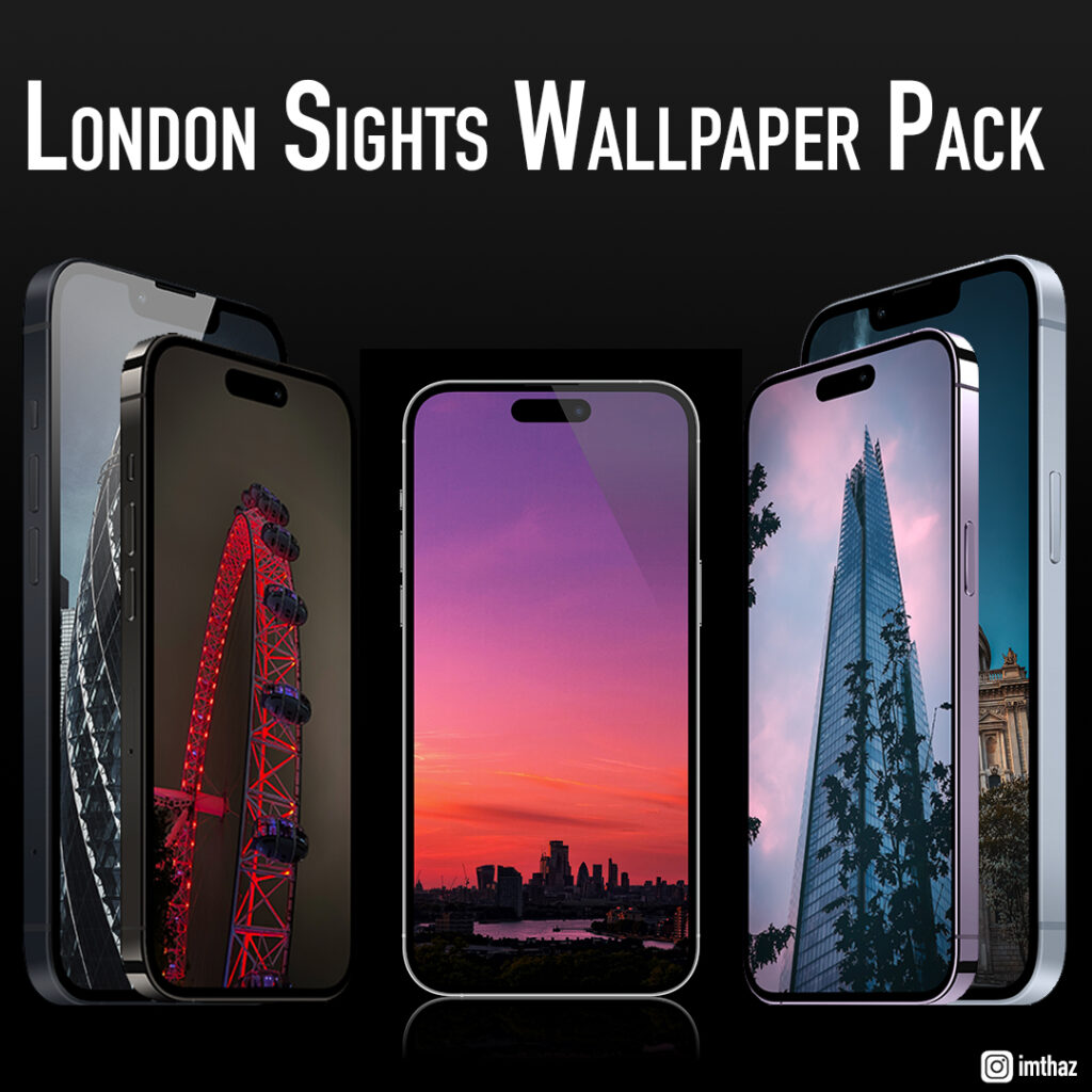 London sights iPhone wallpaper pack — London Eye, skyline and the Shard